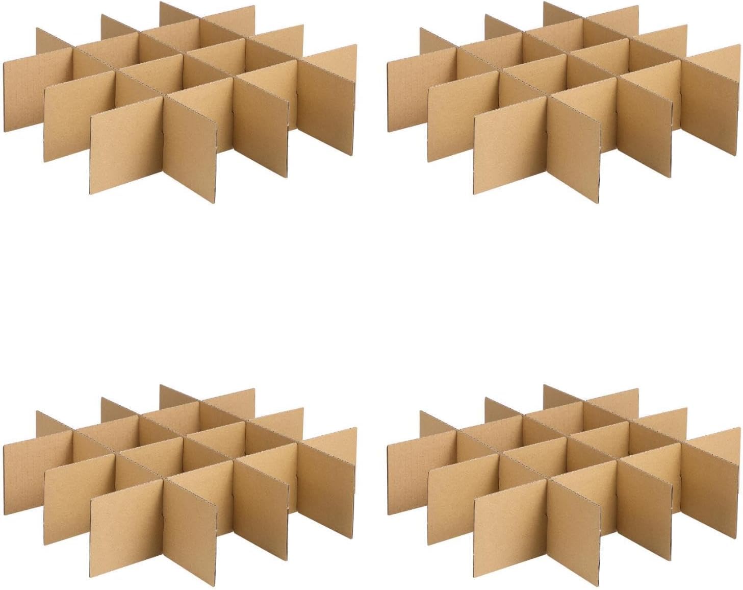 Glass Cardboard Divider for Moving Box: 4 Set Kitchen Wine Cup Glassware Packing Moving Boxes Dividers Kit for Shipping Packaging Corrugated Paper (16 Grids/Set)