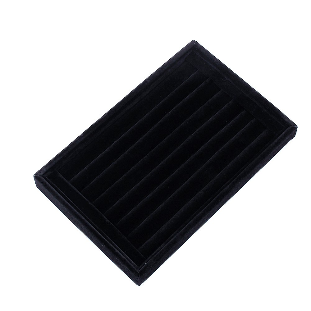 Yosoo Ring Velvet Jewellery Display Box Cufflinks Storage Tray Case Holder Organizer (Black)