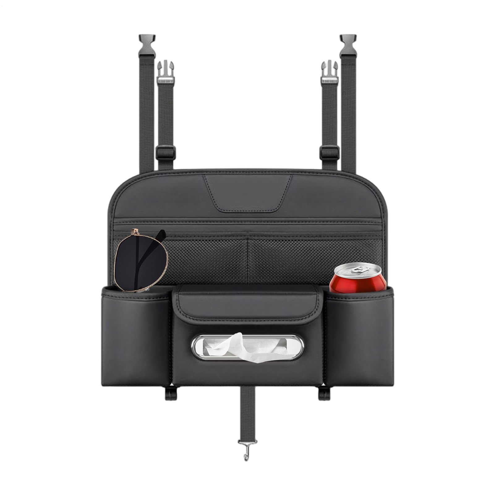 Organiseur pour siège arrière de voiture multifonction avec porte-gobelet et boîte à mouchoirs