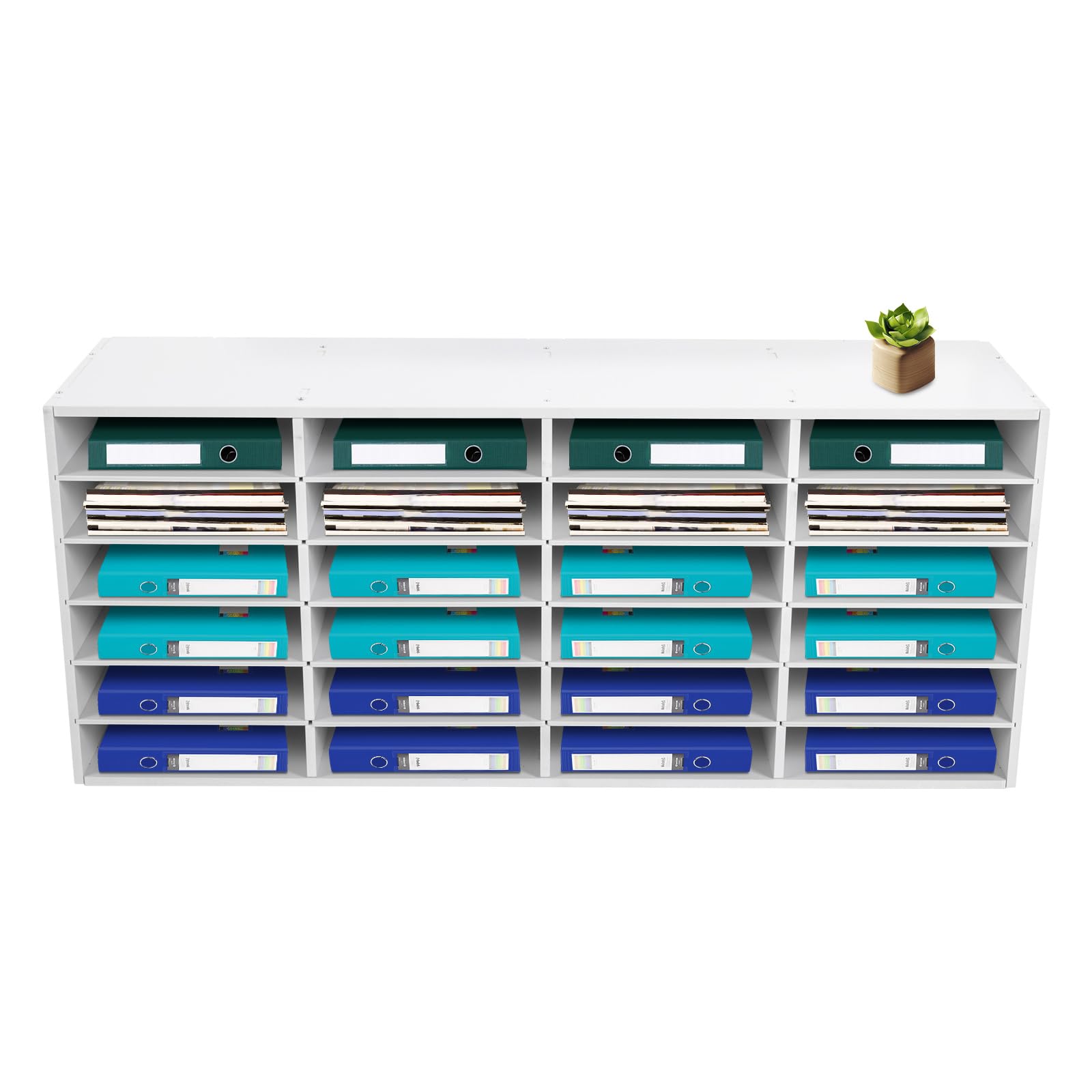 Clasificador de correo con 24 compartimentos, clasificador de cartas con estantes ajustables, bandeja para documentos para oficina, oficina en casa, aula, soporta 5 kg por compartimento, resistente y