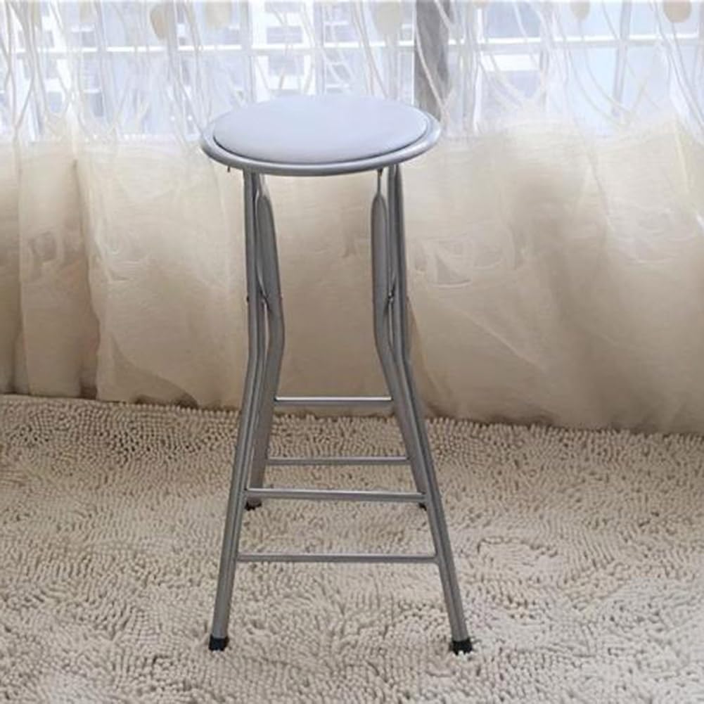 Portable Folding Bar Stool, Heavy-Duty 24/28 Inch Tall Chair with Padded Seat, Backless Counter Height Stool for Kitchen, Game Room - 225lb Capacity