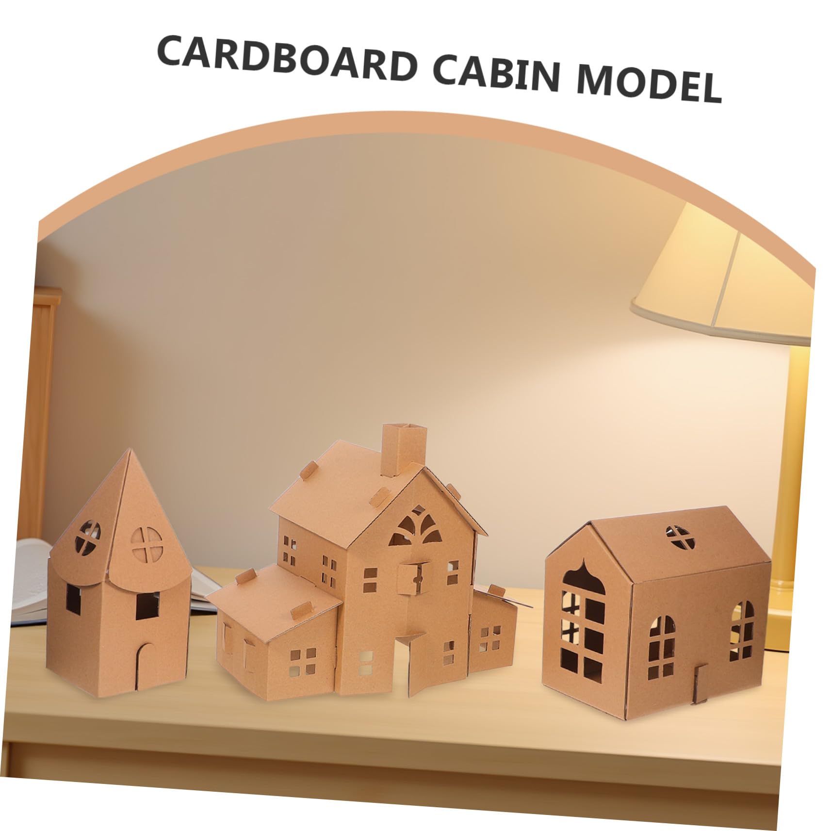 WOONEKY Kit di Artigianato in Cartone e Casa delle Bambole in Miniatura per Bambini, 3 Pezzi, Casetta di Cartone da Colorare e Assemblare, Gioco Creativo per Attività Familiari e Sviluppo