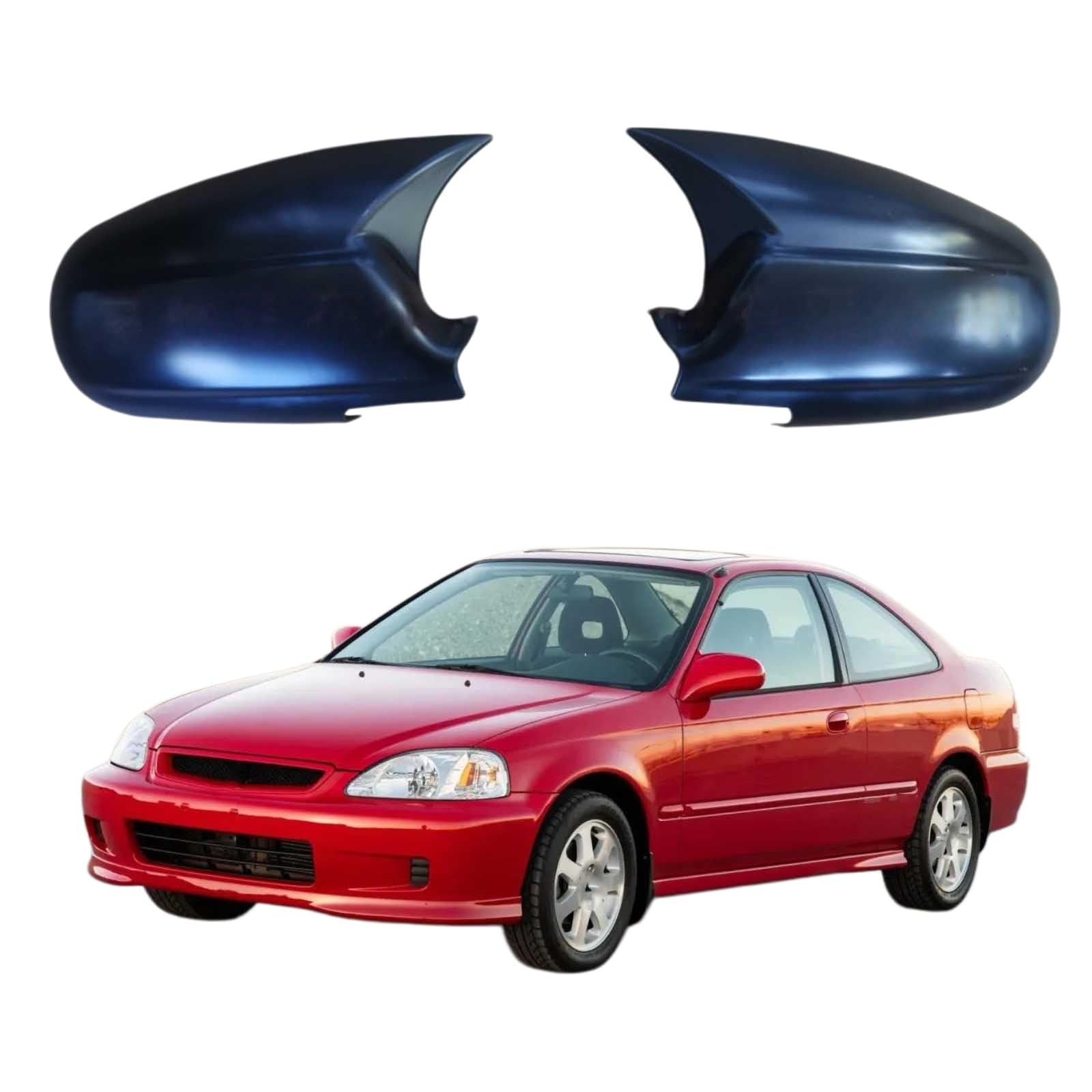 PAPEP Door Mirror Cover Caps for Civic 1996-2001 Glossy black, Left Right Side Wing Rearview Mirror Cover Lid 2 Pieces Exterior Styling Accessory