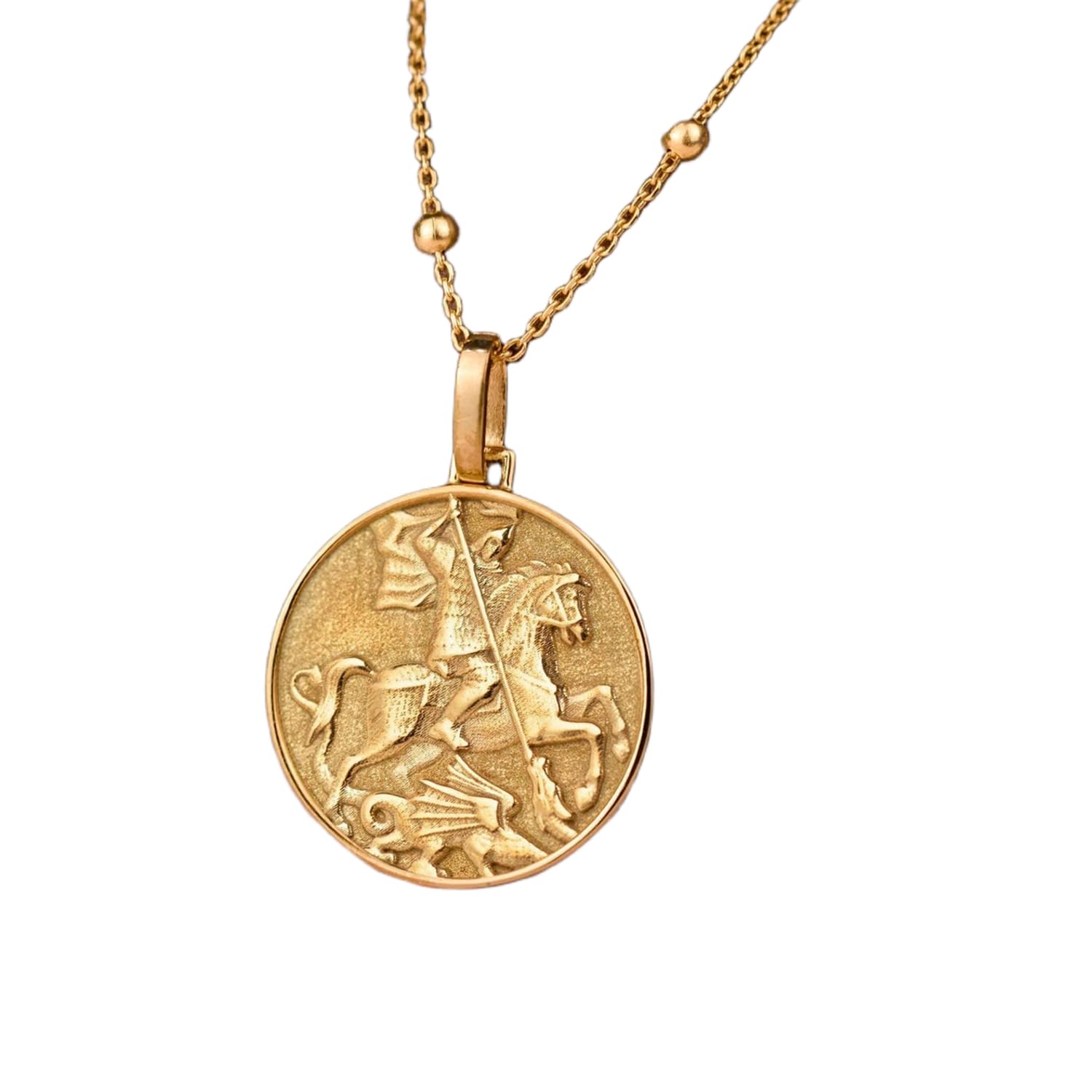 Colgante de San Jorge de plata de ley 925 con baño de oro y cadena de 45 cm 4