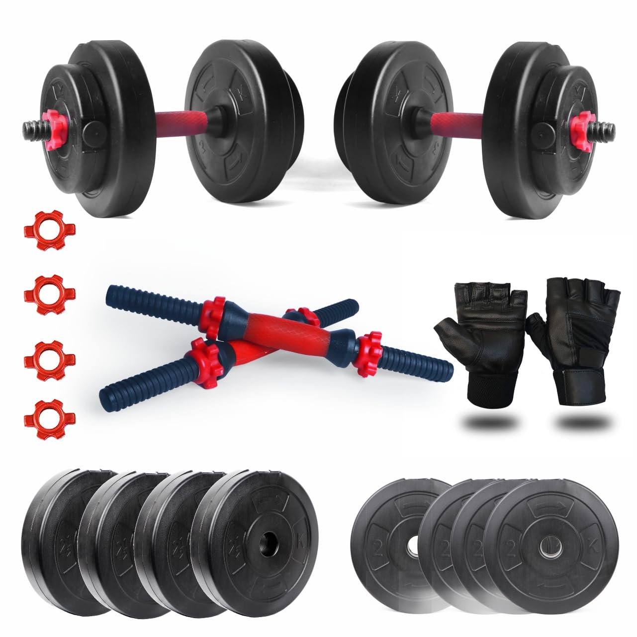 Artino Adjustable Dumbbells Set 8 Kg to 12 Kg with Pair of Dumbbell Rods and PVC Weight Plates with Gym Glaves (B0CNKK34XG) Amazon Price History, Amazon Price Tracker