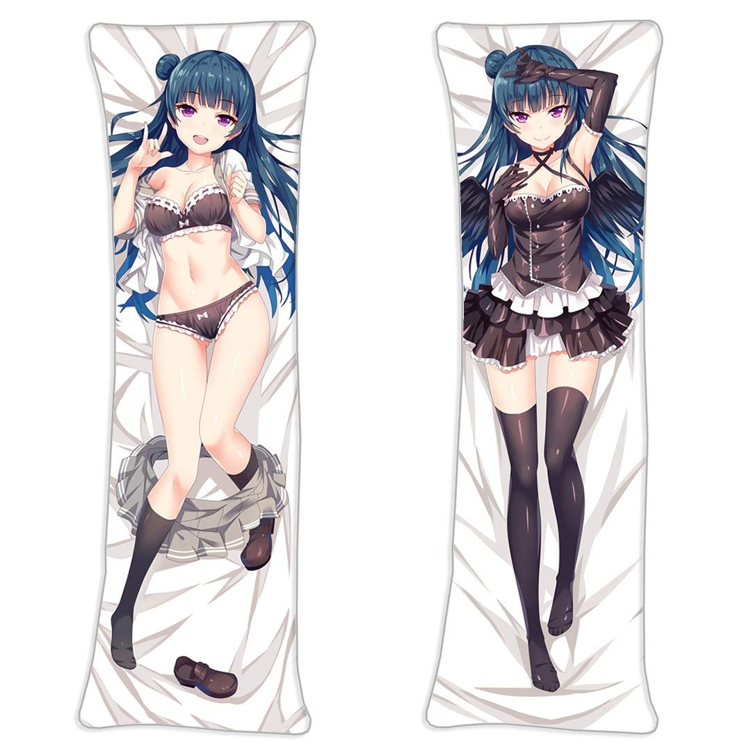Tsushima Yoshiko - Love Live! School idol project RabuRaibu Sunshine Double Sided hugs Body Pillow case Cushion Cover Natural Velvet Anime Fans Pillowcase Body Pillowcase 160 x 50cm(62.9in x 19.6in)