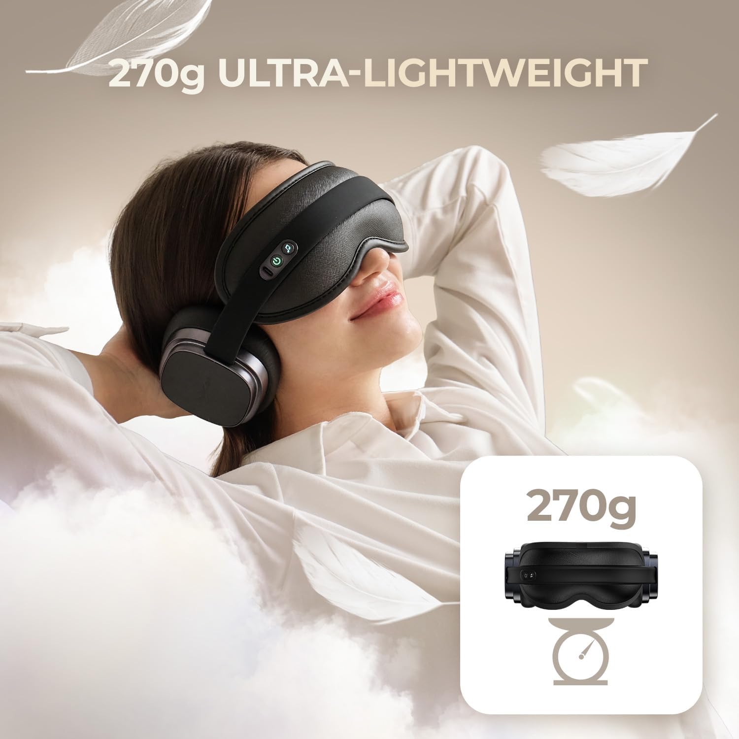 HubiCare Heated Eye Mask with Bluetooth Music and Noise-Blocking Headphone, Warm Eye Relaxer for Dry Eyes, Relaxation and Travel, Better Sleep, Meditation, and Strain Relief (Black)