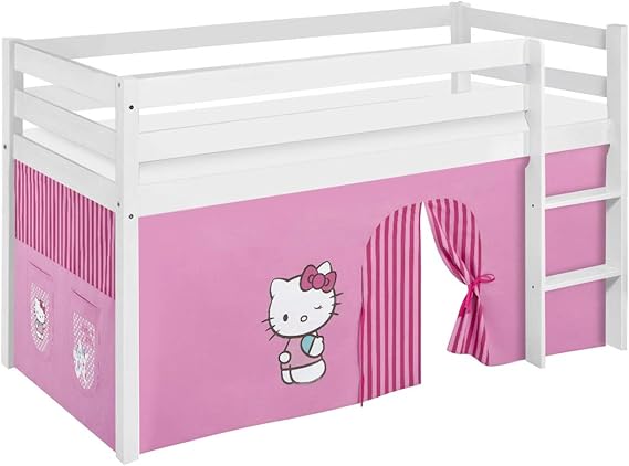 Lilokids Spielbett Jelle Hello Kitty, Hochbett mit Vorhang Kinderbett ...