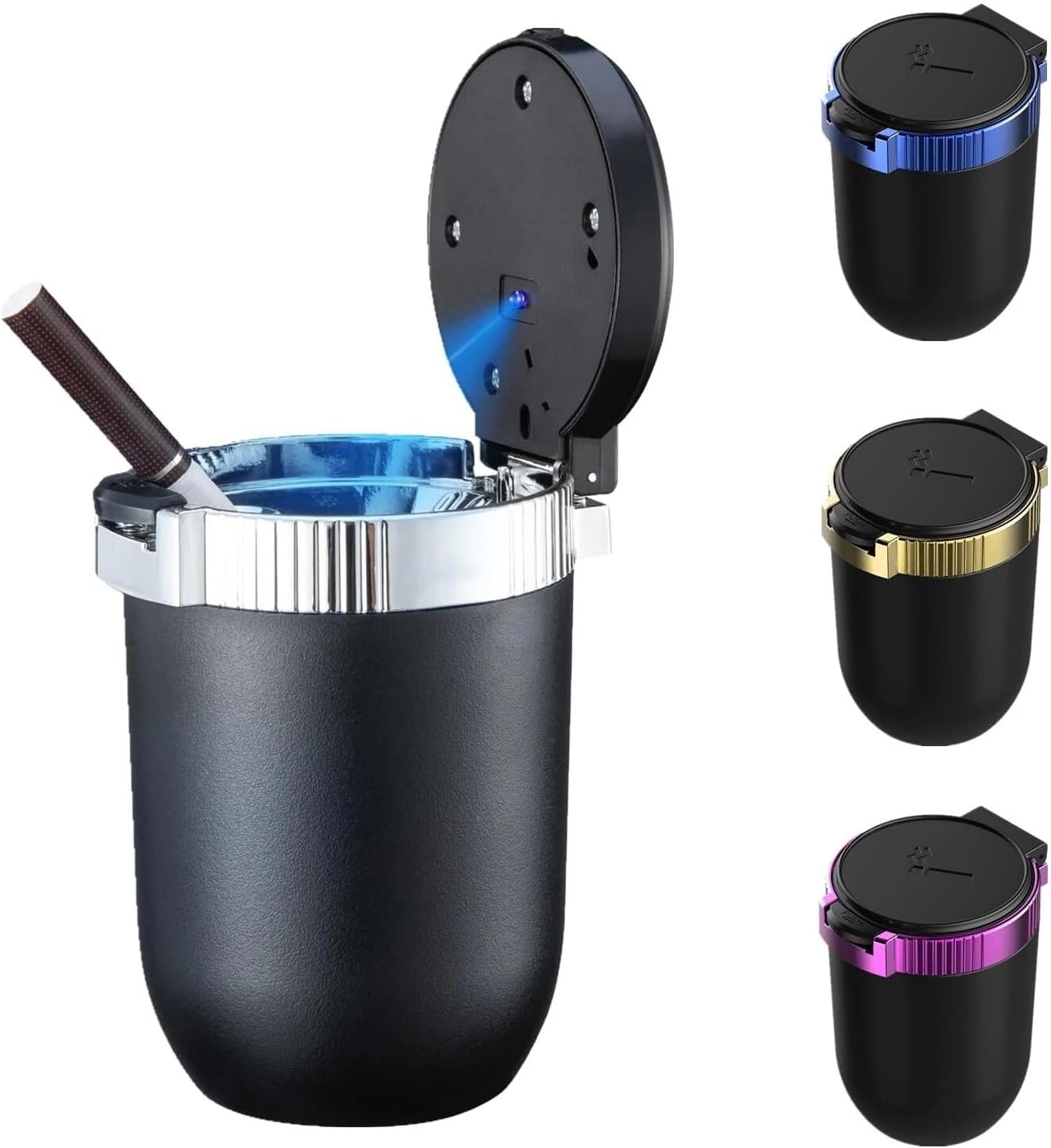 Car Ashtray with Lid Portable Ash Tray Mini Car Trash Can
