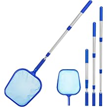 HEAVY DUTY TELESCOPIC POLE AQUA SWIMMING POOL LEAF MESH NET SPA SKIMMER HOT TUB CLEAR DEBRIS