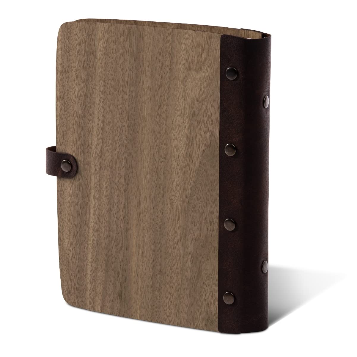 Kartenmachen.de Notizbuch, Rezeptbuch, Rezeptordner Holzcover mit Echtleder Rücken 72 Blatt | 144 Seiten A5 hoch 158x222mm Nussbaum Amerikanisch - Kochbuch