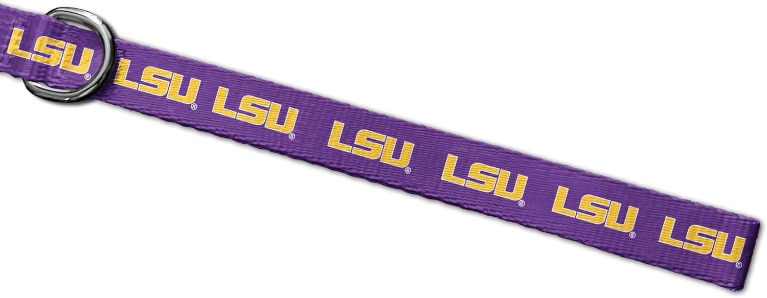 LSU Tigers Adjustable Dog Collars and Leashes | Fits Pets Officially Licensed (6 Ft Leash)
