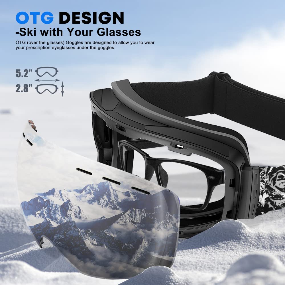 Ski Goggles Anti Fog UV400 Protection Double Layer Spherical Anti-Glare Lenses Snow Snowboard Skiing Goggles for Men Women Youth - Red/Silvery/Blue