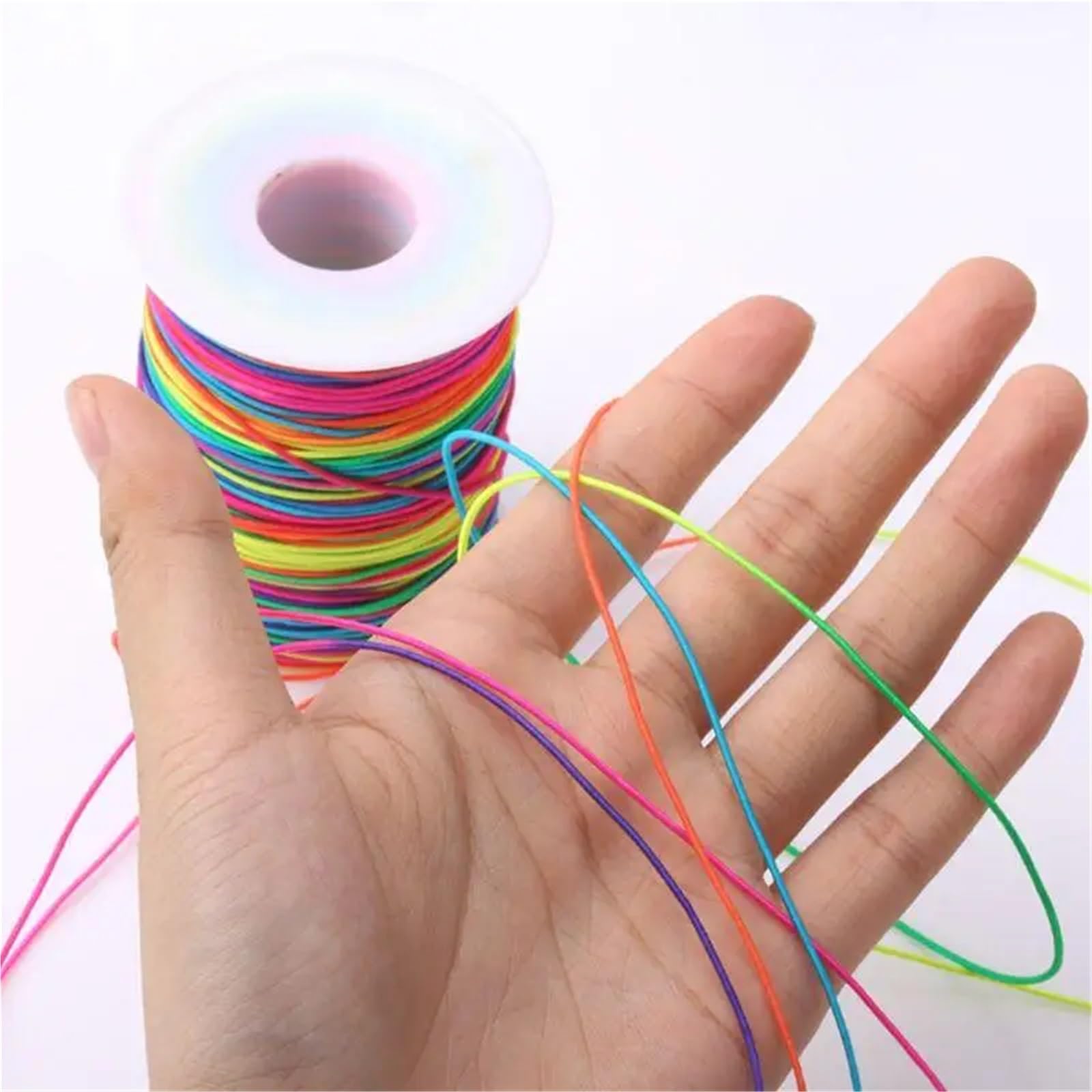 Elastyczny sznurek do bransoletek 4 rolki tęczowy kolorowy 1mm rozciągliwa nić koralików plecionka DIY tworzenie biżuterii szycie naszyjników 100 m na rolkę