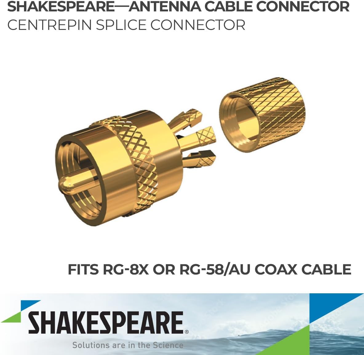 Shakespeare PL-258-CP-G Marine Center Pin Splice Connector , Gold