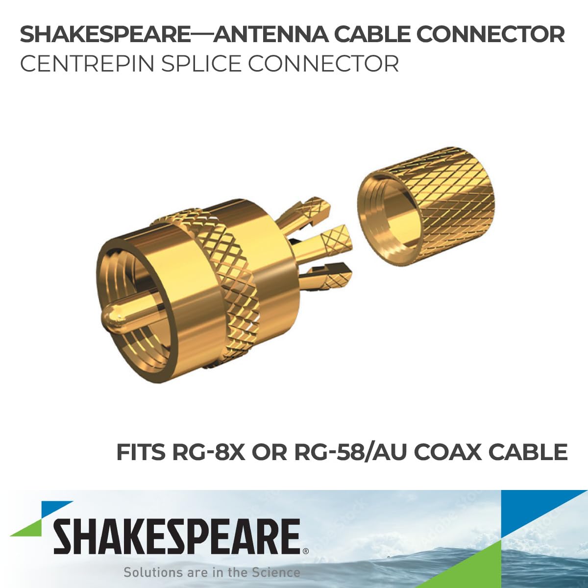 SHAKESPEARE Connecteur d'épices à broches centrales marines PL-258-CP-G