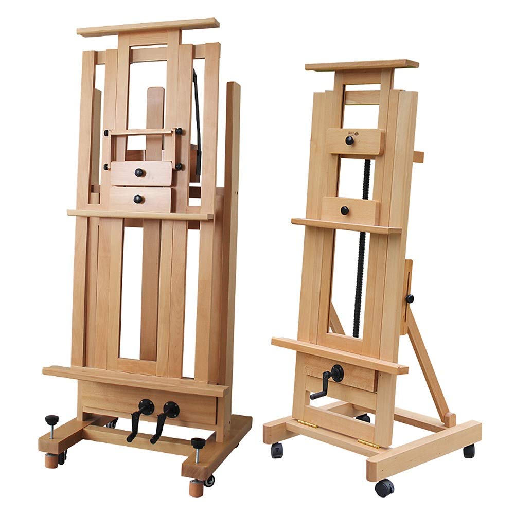 Caballete de Estudio Profesional de Madera con 4 Ruedas móviles (Color: C) (C)