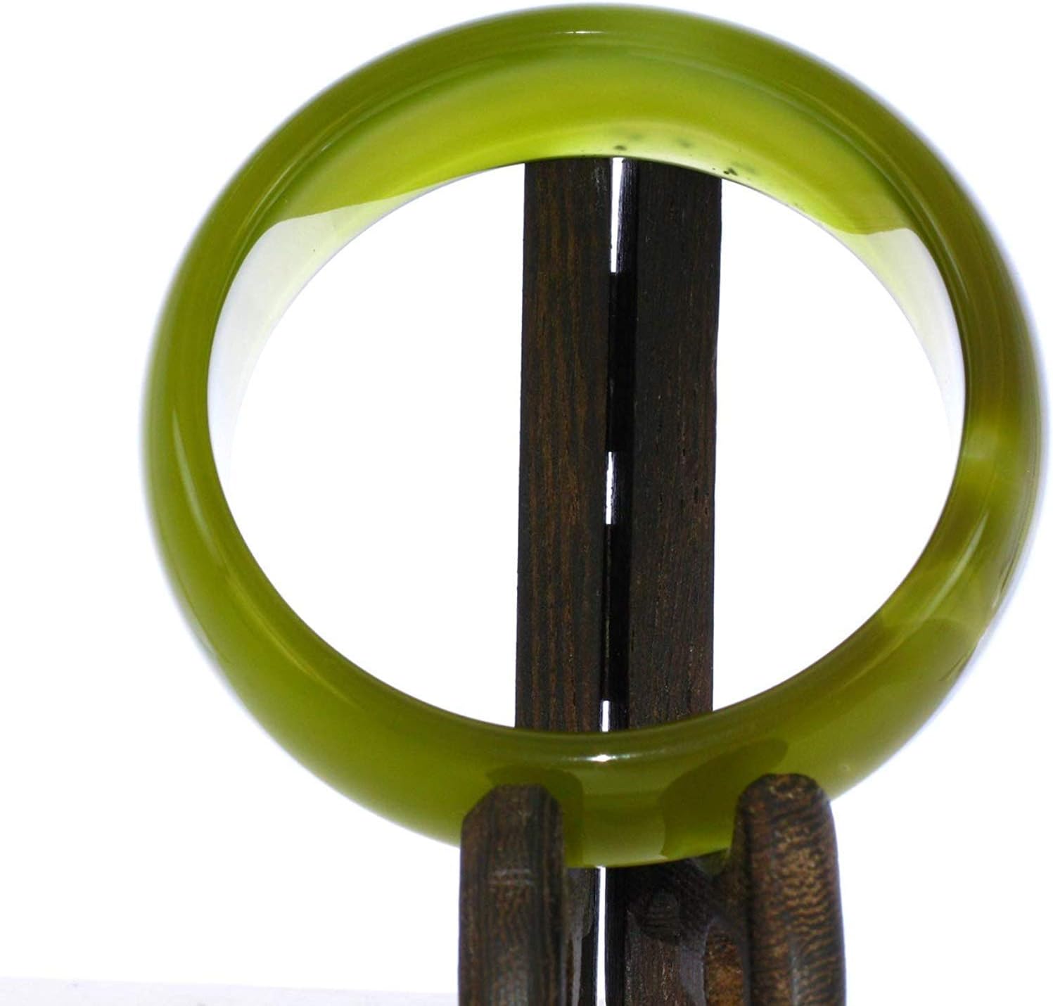 2.4" China Certified Nature Green Chalcedony Jade Women's Bangle Bracelets 6437