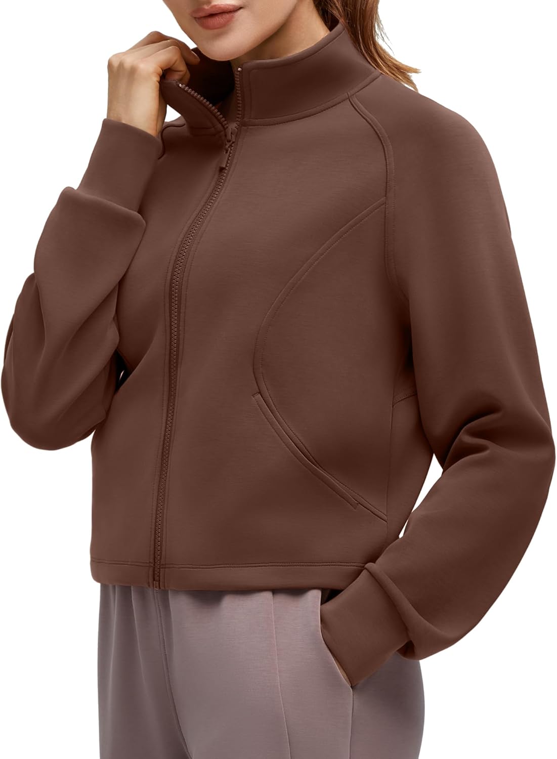 G4Free Smoofit Modal Soft Women's Zip Up Jackets Mock Neck Casual Sweatshirts Athletic Workout Tops with Pockets - Image 2