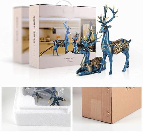 Miniatura 4 de 2 piezas de escultura de resina de reno de Navidad, estatua de ciervo, estatua de decoración de mesa para oficina en casa, suministros elegantes