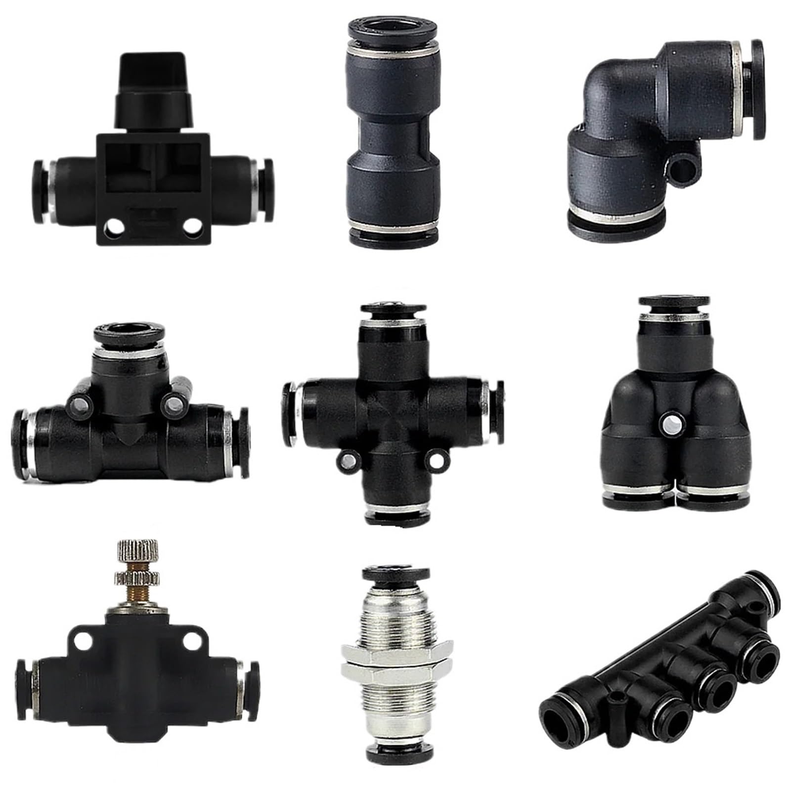 Black Pneumatic Fitting Pipe Connector Tube Air Quick Fittings 16mm PU PY PK PE PV SA HVFF PZA PM(PV)