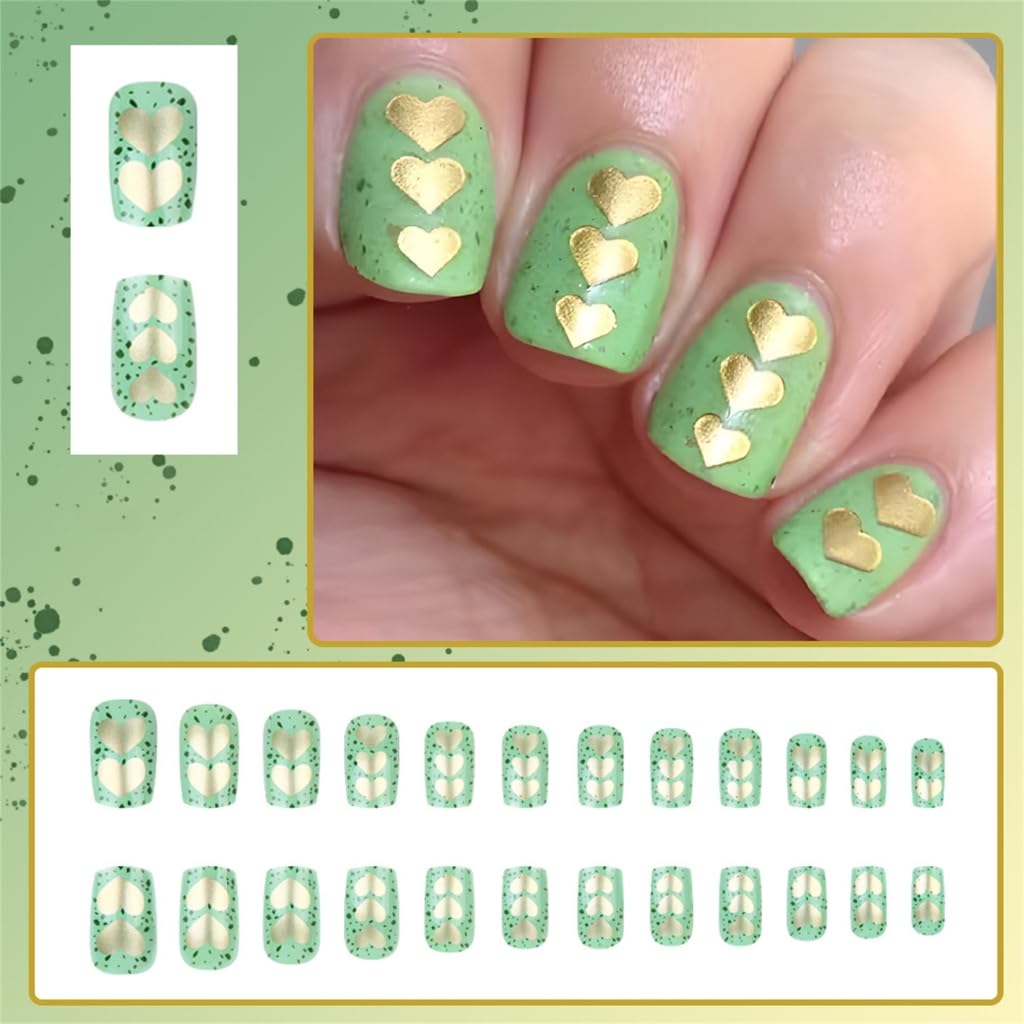 Short Square Fake Nails French Full Covers Acrylic False Nails Valentine Designs Fake Nails for Women
