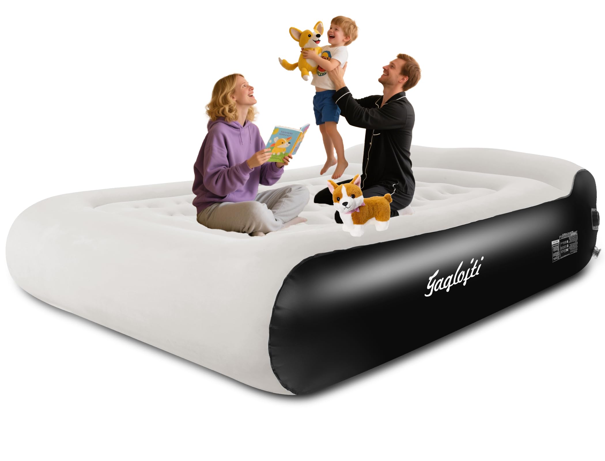 Gaglojti 16-inch queen air mattress with built-in pump shown in grey