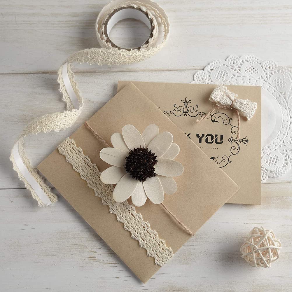 Ruban De Dentelle Adhésif Vintage - 2 Rouleaux 1.7m X 1.5cm - Pour Scrapbooking, Décoration, Mariage