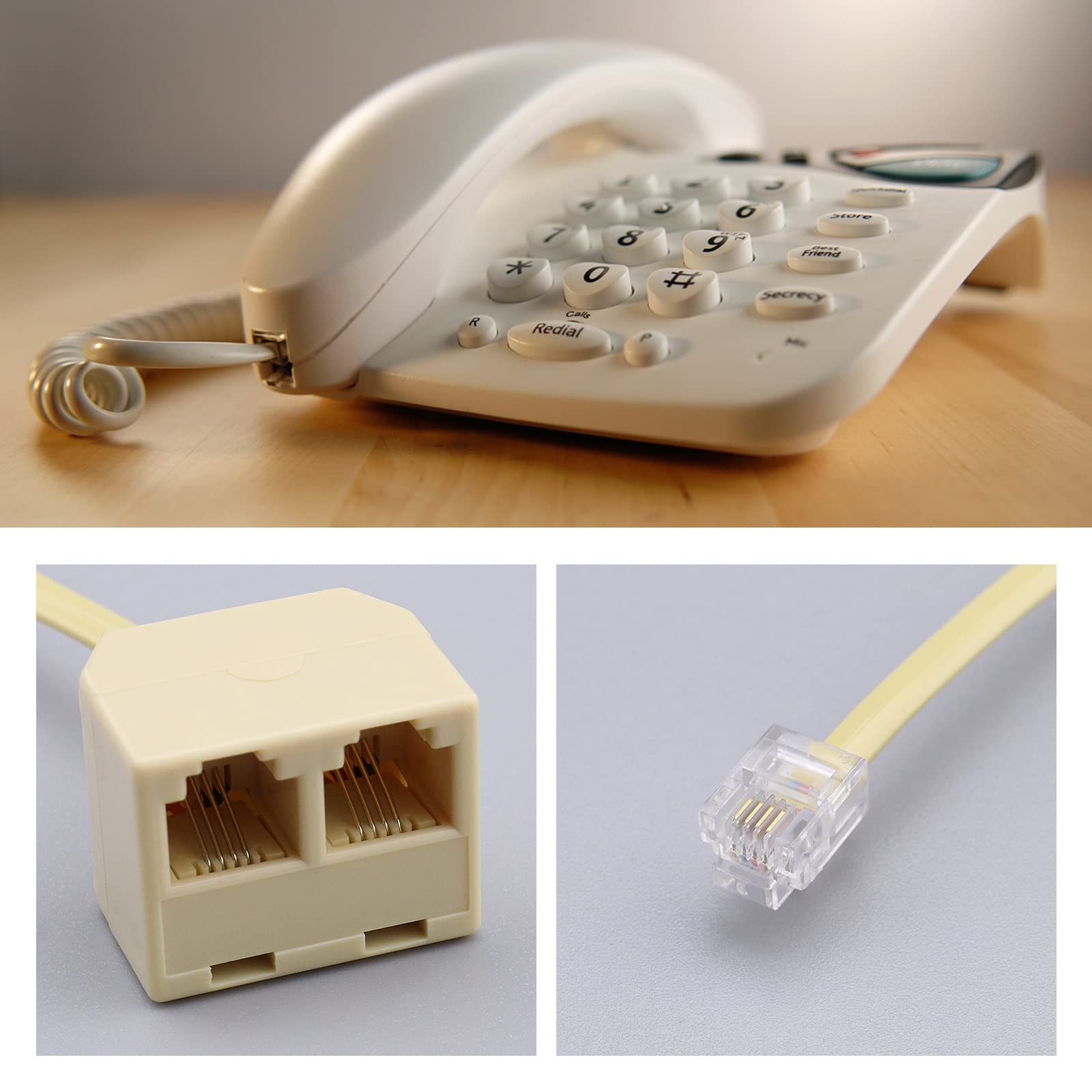 Splitter Telefono RJ11 MEIRIYFA, 1 Maschio A 2 Femmine, 4 Pezzi, Per Rete Fissa - Foto 8