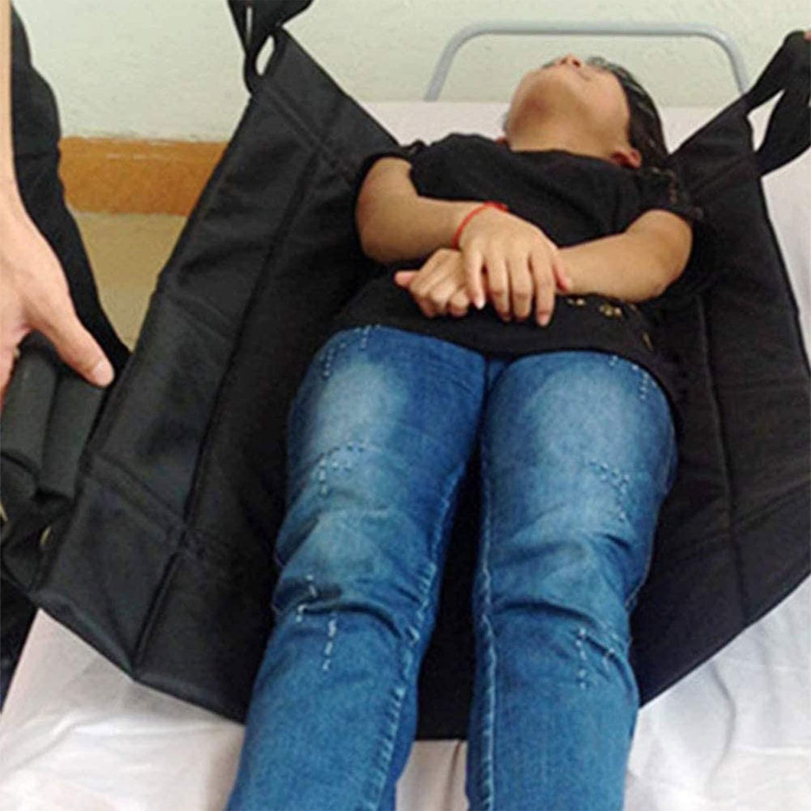 Cambiador de pacientes hemipléjicos con 4 asas, para traslado en cama de ancianos con almohadilla de transferencia, dispositivo auxiliar de elevación con cinturón de cuidado para levantar, girar