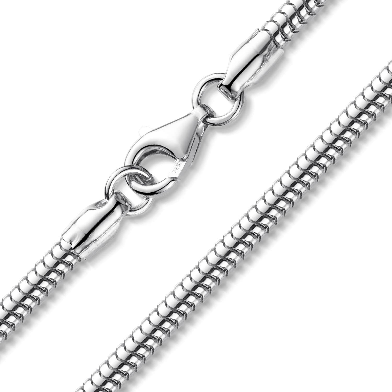 MATERIA by Matthias Wagner Damen Schlangenkette 925 Silber Halskette 3mm in 4 Längen