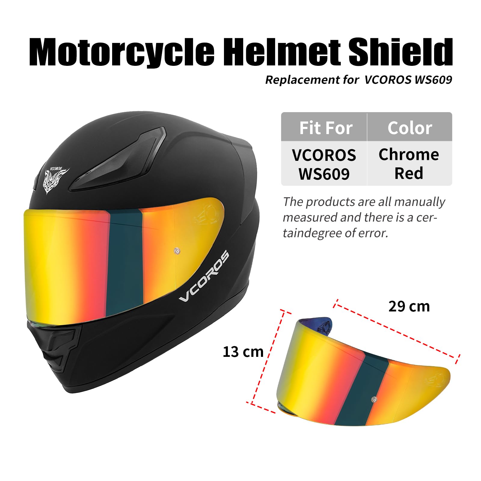 VCOROS Helmvisier für WS-609 ECE Motorradhelm Visier
