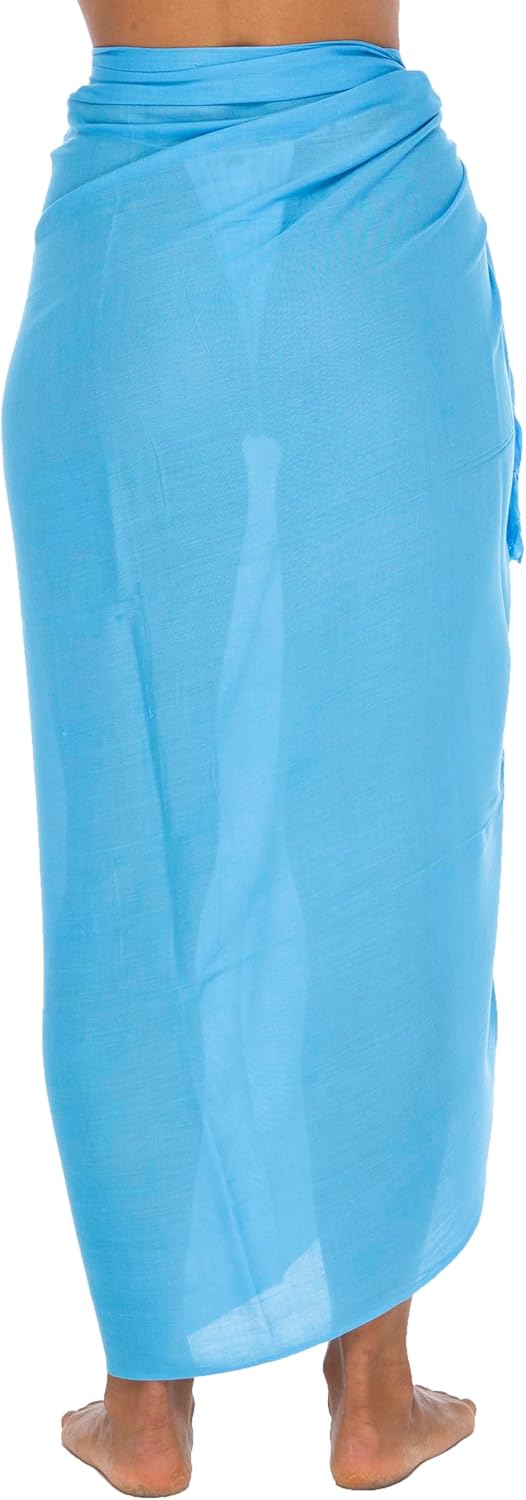 Back From Bali Womens Sarong Wrap Swimsuit Cover Up Solid Beach Pareo Bathing Suit Skirt Coconut Tie Clip - Image 2