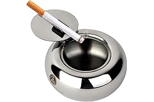Mantello Outdoor Ashtray: Smell-Proof Stainless Steel Ashtray with Lid for Odor Control