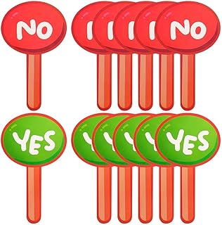 12 Pcs Yes or No Handheld Paddles Double Sided Red Green Score Board Signs Classroom Teacher Student Voting Paddles Interaction Signs, 9.84 x 5.91 Inch(Circular)