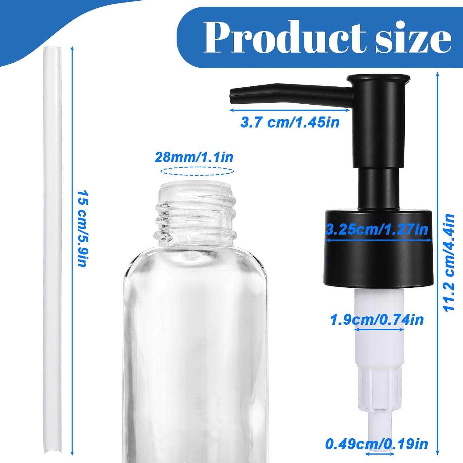 3 Pcs Soap Dispenser Pump Replacement Plastic Soap Pump Head Reusable Hand Soaps Dispenser Top for Lotion Bottles,(26 mm - 28mm) Standard Diameter