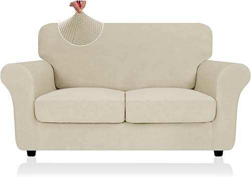 Miniatura 1 de ZNSAYOTX Funda de sofá biplaza a rayas 2025 de 3 piezas, fundas elásticas para sofá de 2 cojines, fundas de asiento antideslizantes con lazos