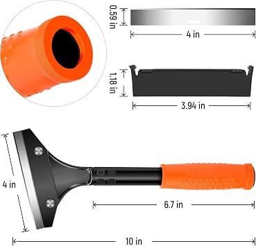 DIYSELF 11-Piece Razor Blade Scraper, Long Handle Floor Scraper, 10 Blades