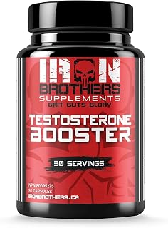 Iron Brothers Testosterone Booster for Men – Natural Muscle Growth, Strength & Energy Supplement – Advanced Estrogen Blocker & Stamina Support for Male Performance – 90 Vegan Capsules