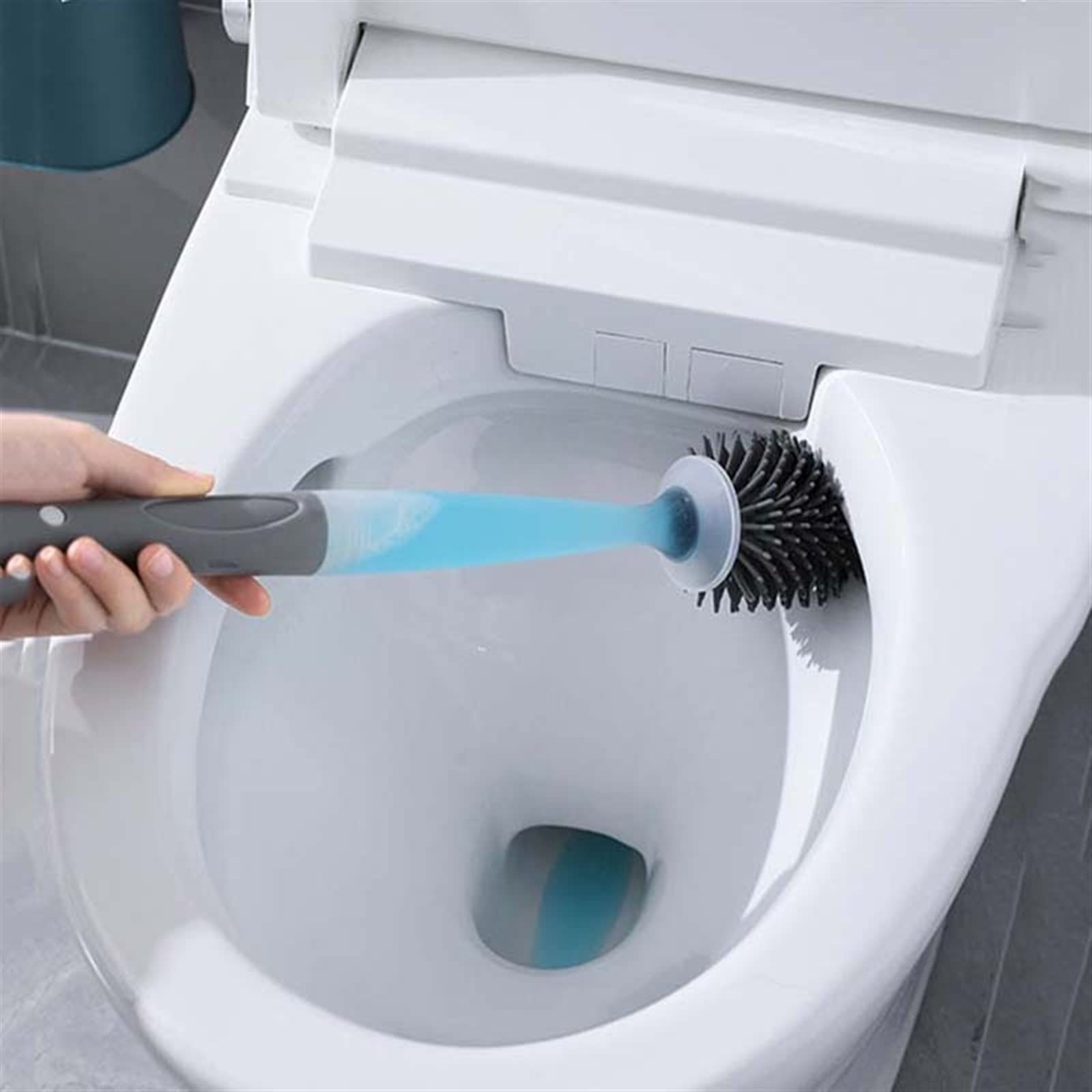 WC-Bürste aus Silikon für WC-Zubehör, WC-Bürste mit Reinigungsmittel, Wandreinigungswerkzeuge, Bad-Accessoires-Sets