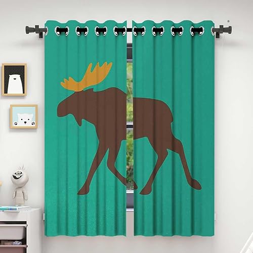 Miniatura 2 de Moose Cortinas para Habitacion,Grommet Top Decor Soundproof Door Cover Blackout Fabric 63in Width by 80in Height