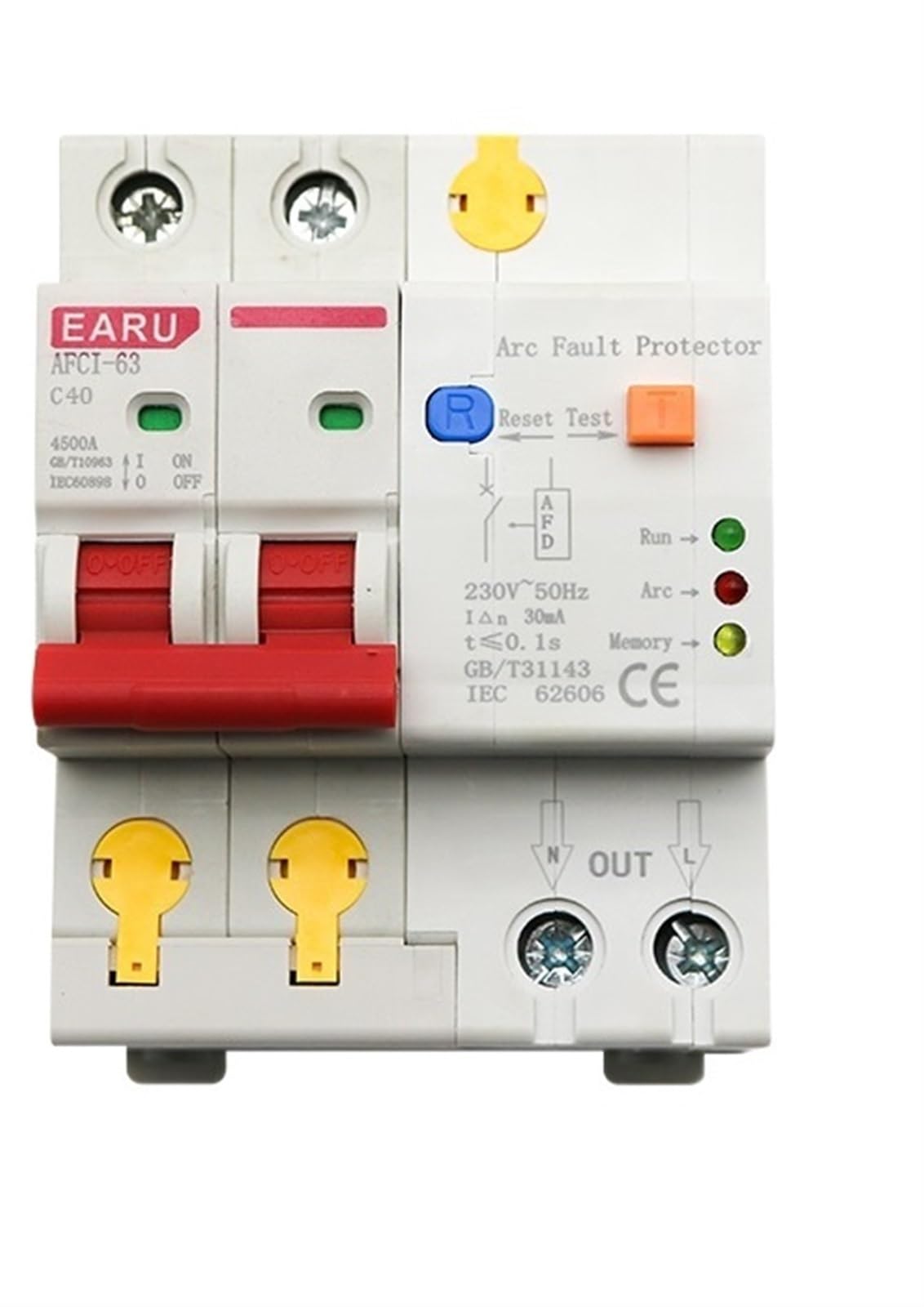 JNVFTCUX 40A 2P AFDD AFCI Arc Fault Protector Dector Circuit Breaker Interrupte Overload Earth Leakage Short Voltage Protection