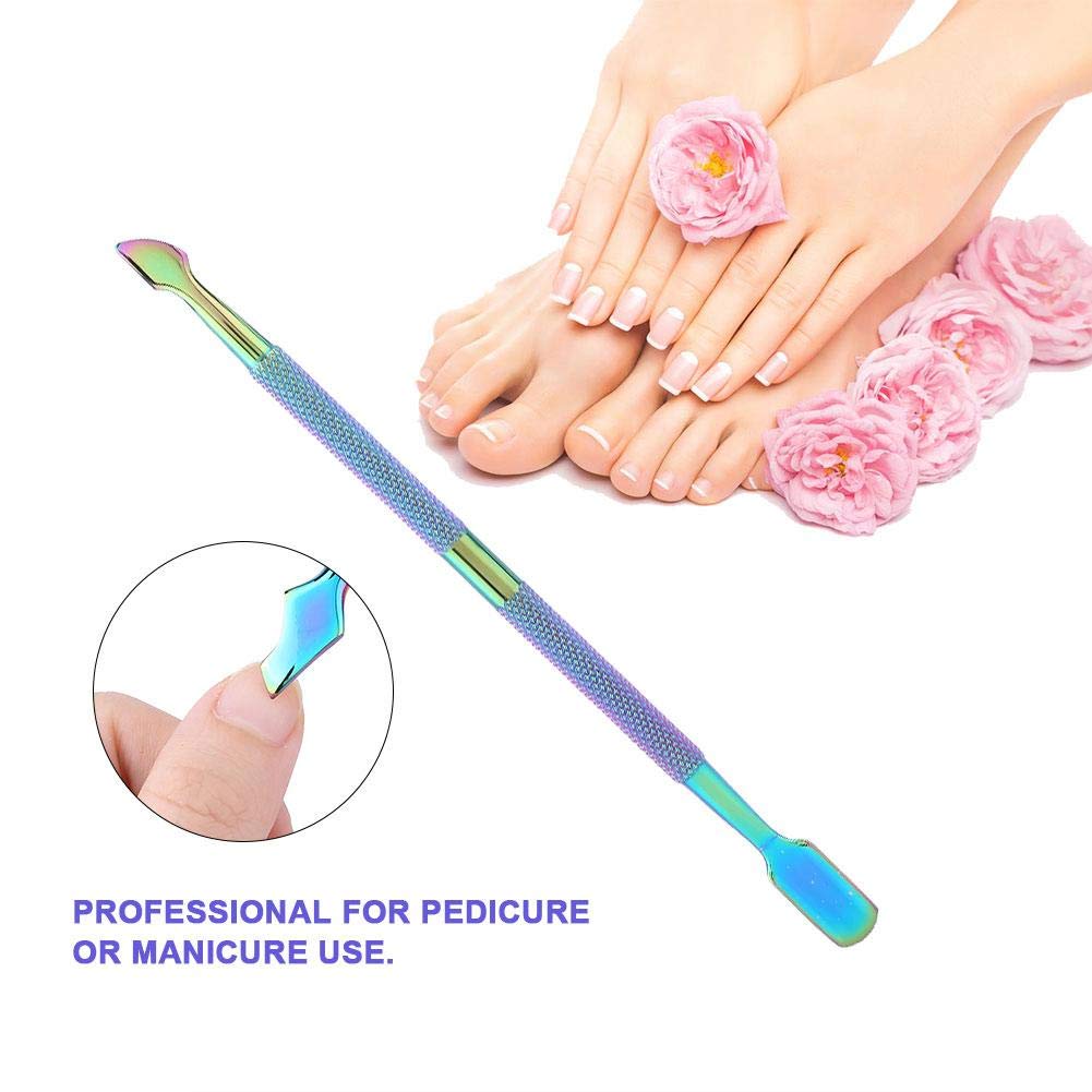Cuticle Pusher Push Cuticles Removal Tool Rainbow Color Stainless Steel Cuticle Pusher Stainless Steel Nail Dead Skin Removal Nail Art Manicure Tool(F505) - Image 4