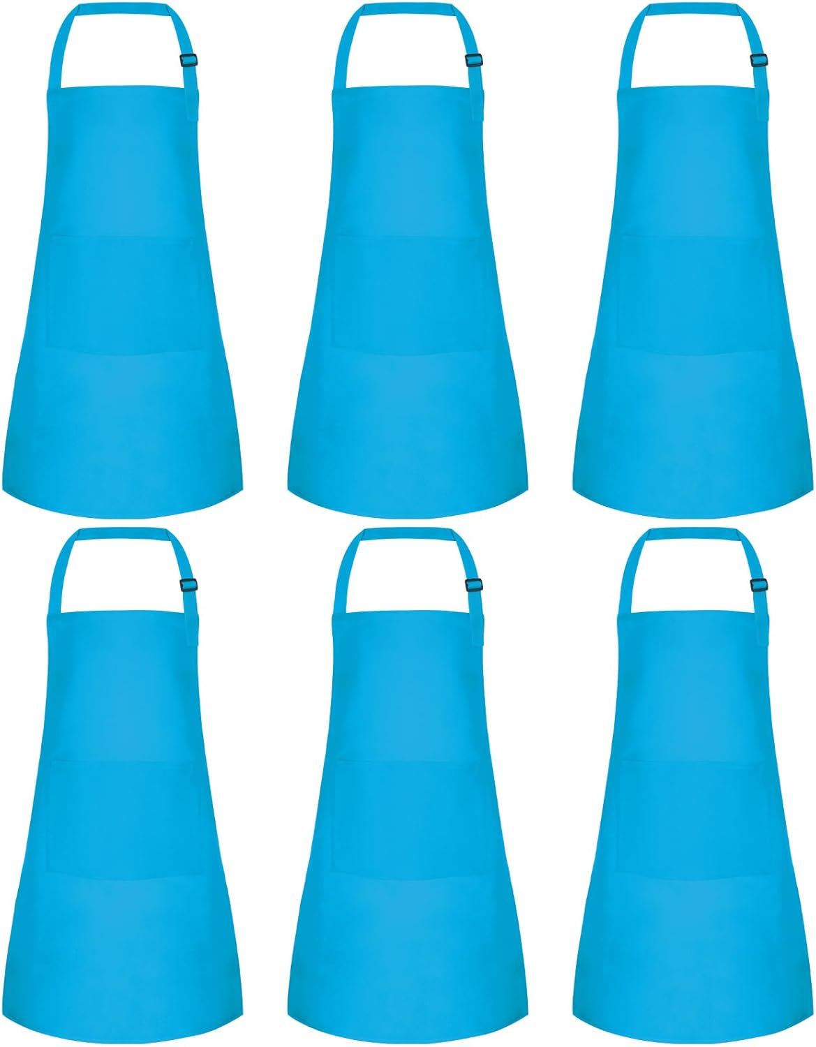 6 Pack Kids Apron bulk with 2 Pockets Adjustable Chef Art Apron Kids Painting Aprons for Cooking Baking Painting Crafting Grilling Activity（Black）