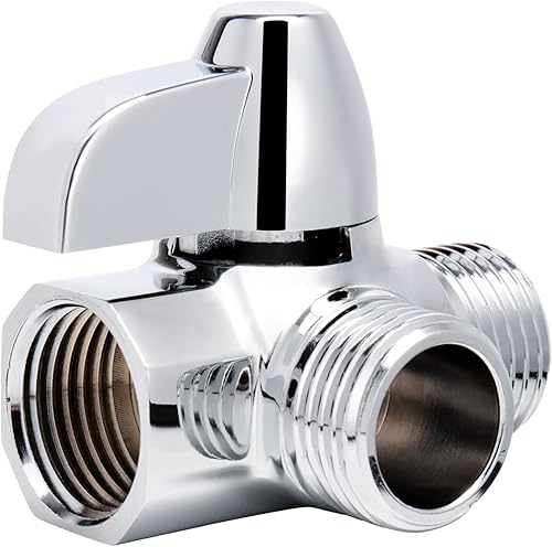 NearMoon Brazo de ducha de latón macizo G12 pulgadas, válvula desviadora de 3 vías para cabezal rociador de mano y fijo, componente de baño para