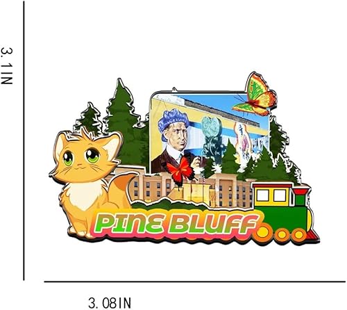 Miniatura 3 de Pine Bluff Arkansas USA - Imán de madera para nevera 3D, monumentos coleccionables de viaje, decoración hecha a mano -1356