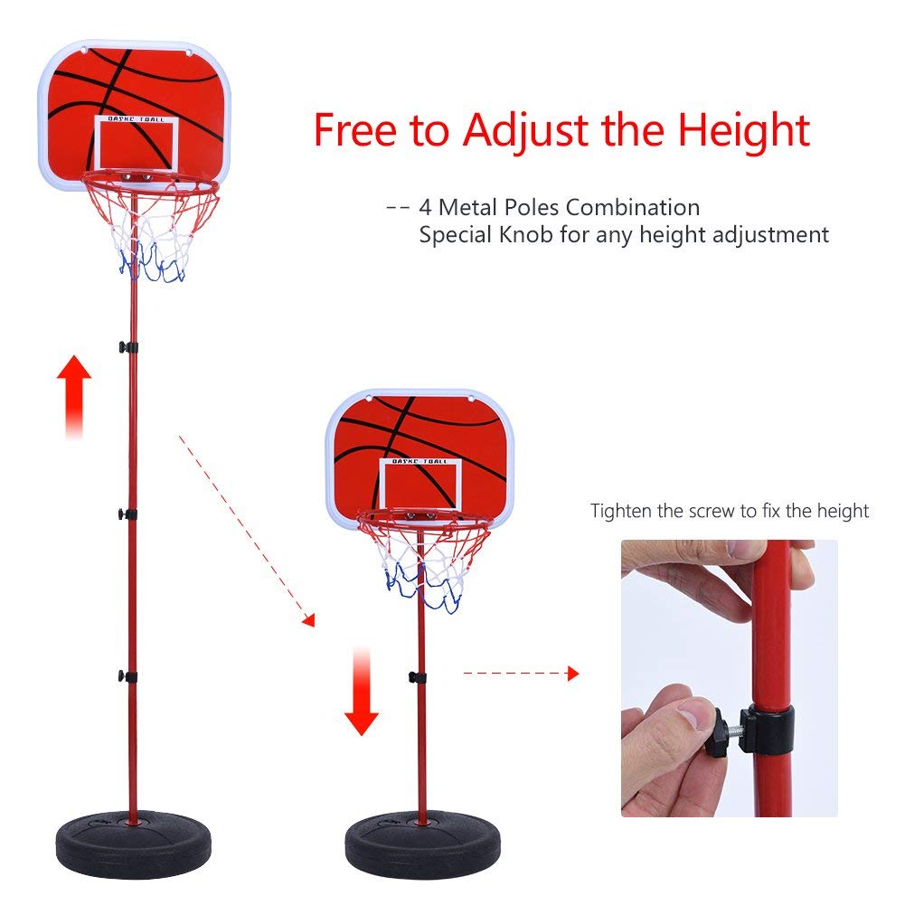 IRIS Basketball Stand, Free Stand Height Adjustable Backboard Hoop Kit with Pump Ball and Mounting Accessories Toy Set for Children Indoor Outdoor - Image 7 thumbnail