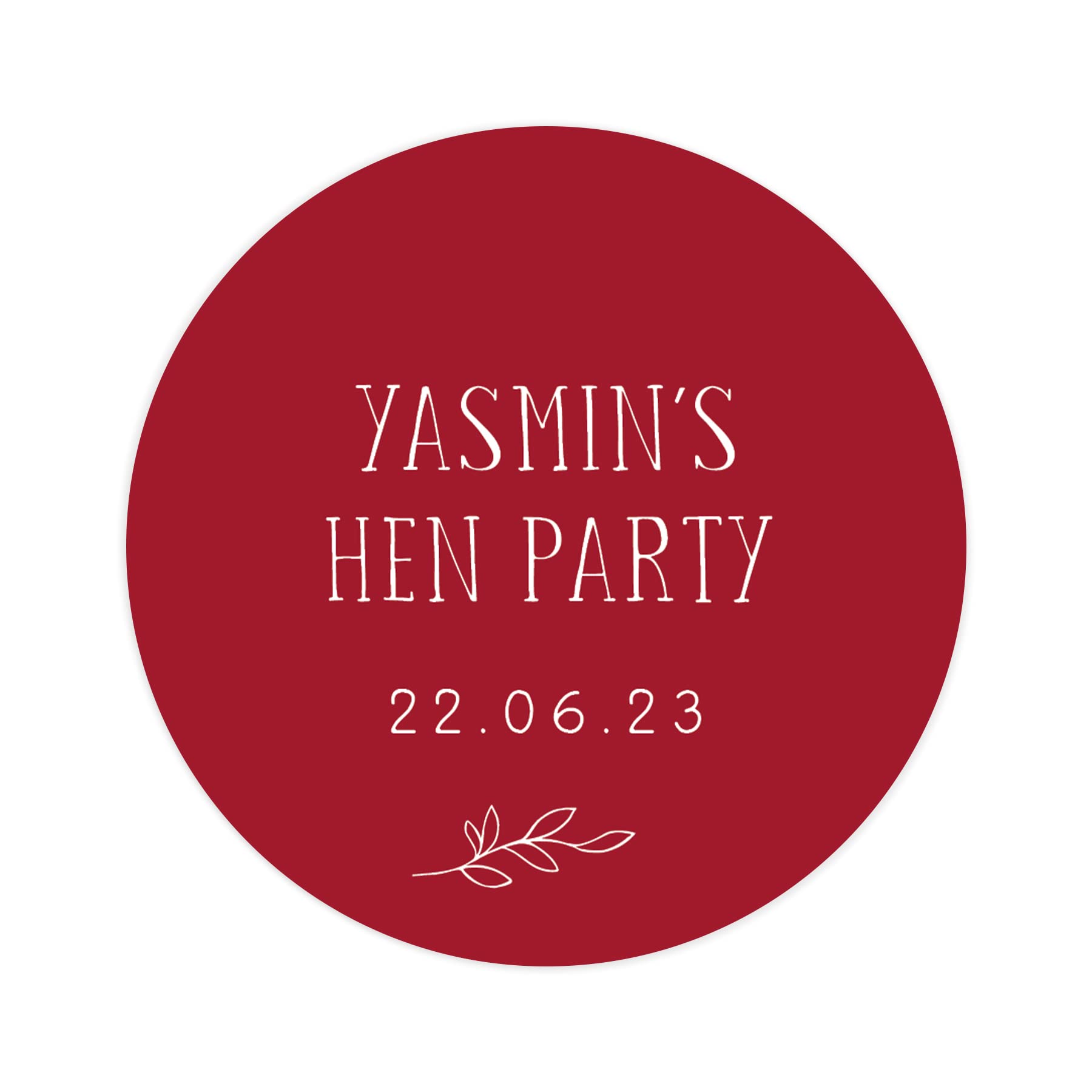 Personalised colour hen party stickers | hen party sticker | hen do stickers for favours | hen party labels | hen party favour label (Red)