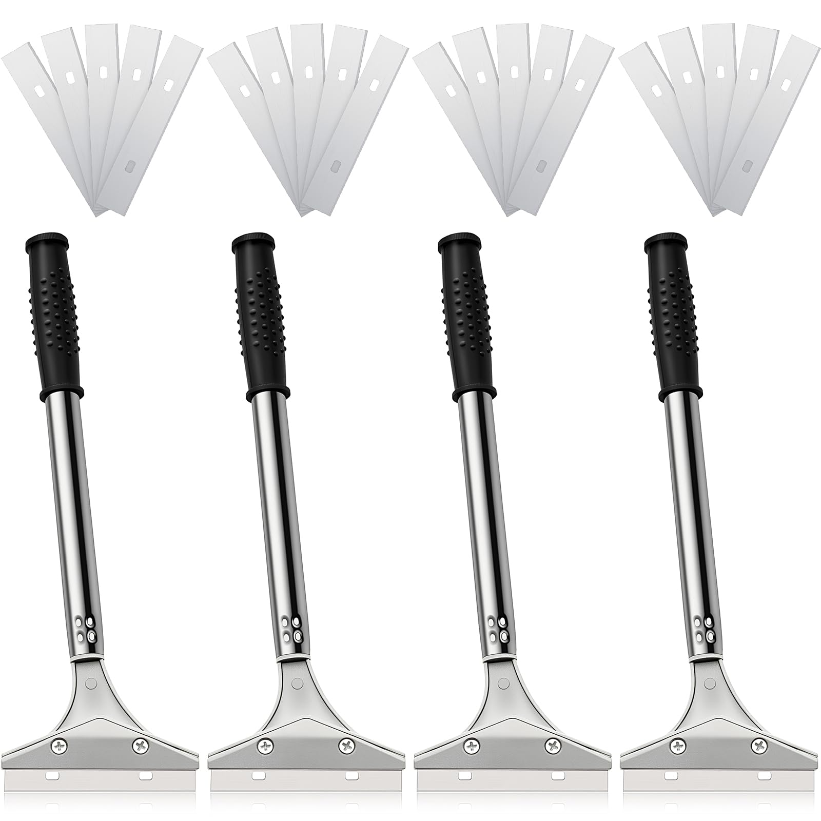 mudder 4 inch razor blade scraper tool wallpaper floor tile paint removal smoothing scraper tool with replacement blade for removing wallpaper sticker glue floor adhesiveblack3 pcs