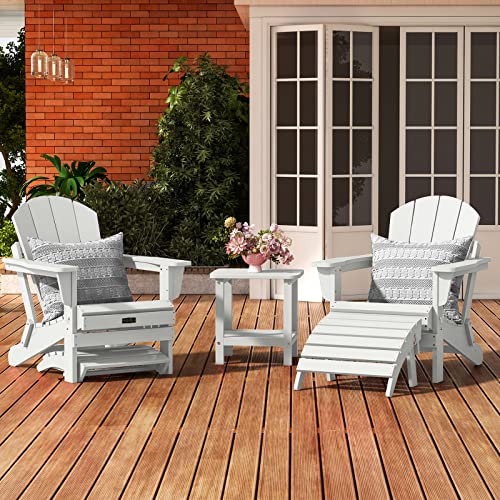 SERWALL Folding Adirondack Ottoman, White